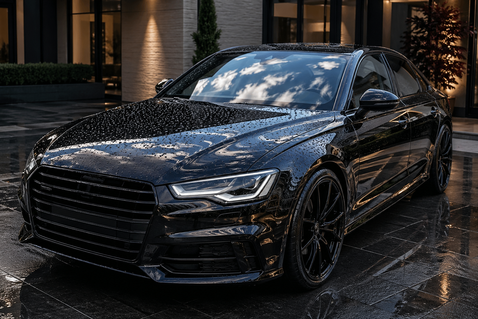 ガラスコーティング後の艶やかな仕上がり